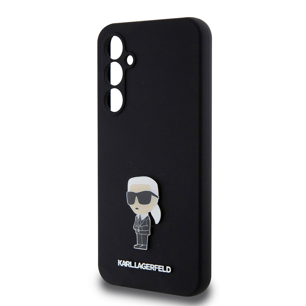Etui til Samsung Galaxy S23 FE S711, Karl Lagerfeld, Silicone Ikonik Karl Metal, Sort