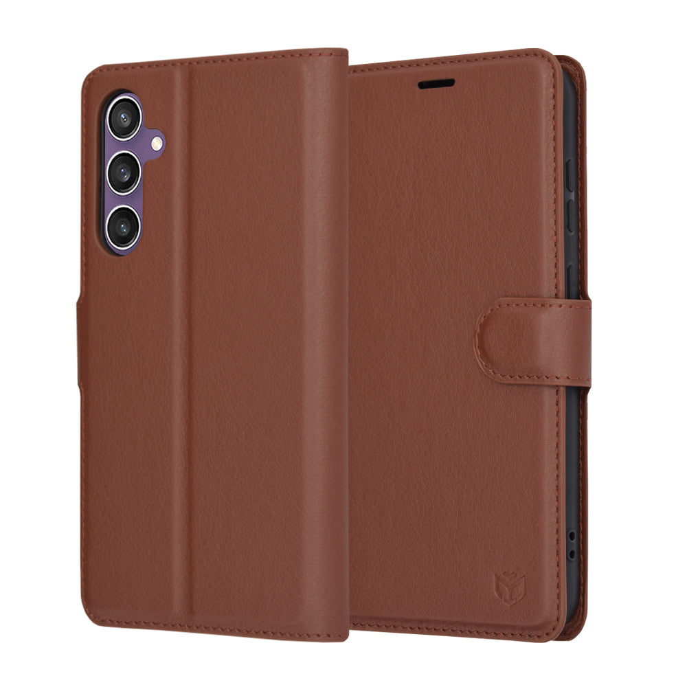 Cover til Samsung Galaxy S23 FE S711, Techsuit, Leather Folio, Brun