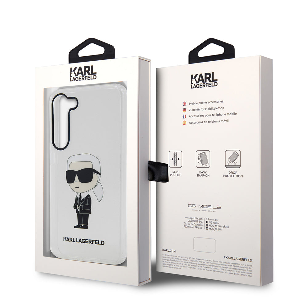 Etui til Samsung Galaxy S23+ S916, Karl Lagerfeld, Ikonik Karl, Gennemsigtig