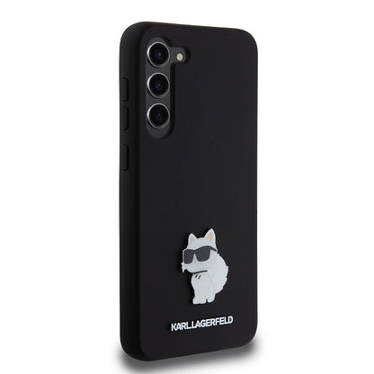 Etui til Samsung Galaxy S23+ S916, Karl Lagerfeld, Silicone Choupette Metal, Sort