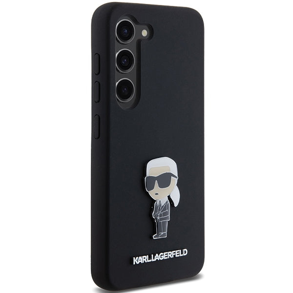 Etui til Samsung Galaxy S23+ S916, Karl Lagerfeld, Silicone Ikonik Karl Metal, Sort