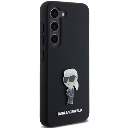Etui til Samsung Galaxy S23+ S916, Karl Lagerfeld, Silicone Ikonik Karl Metal, Sort