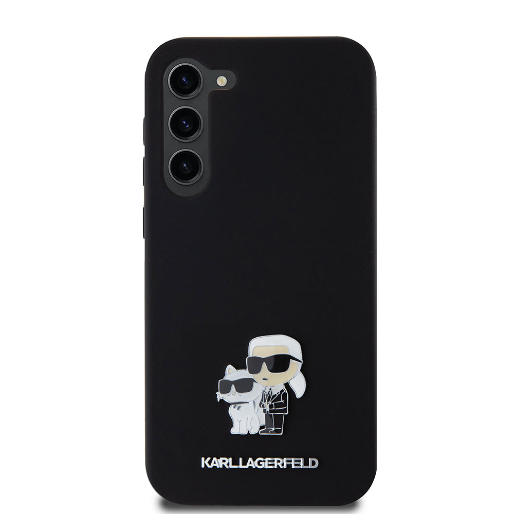 Etui til Samsung Galaxy S23+ S916, Karl Lagerfeld, Silicone Karl & Choupette Metal, Sort