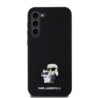 Etui til Samsung Galaxy S23+ S916, Karl Lagerfeld, Silicone Karl & Choupette Metal, Sort