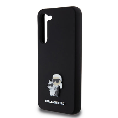 Etui til Samsung Galaxy S23+ S916, Karl Lagerfeld, Silicone Karl & Choupette Metal, Sort