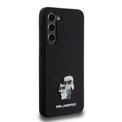 Etui til Samsung Galaxy S23+ S916, Karl Lagerfeld, Silicone Karl & Choupette Metal, Sort