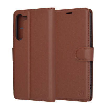 Cover til Samsung Galaxy S23+ S916, Techsuit, Leather Folio, Brun