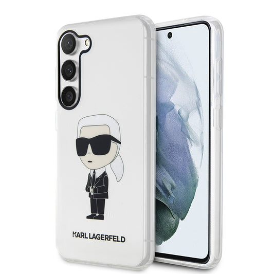 Etui til Samsung Galaxy S23 S911, Karl Lagerfeld, Ikonik Karl, Gennemsigtig