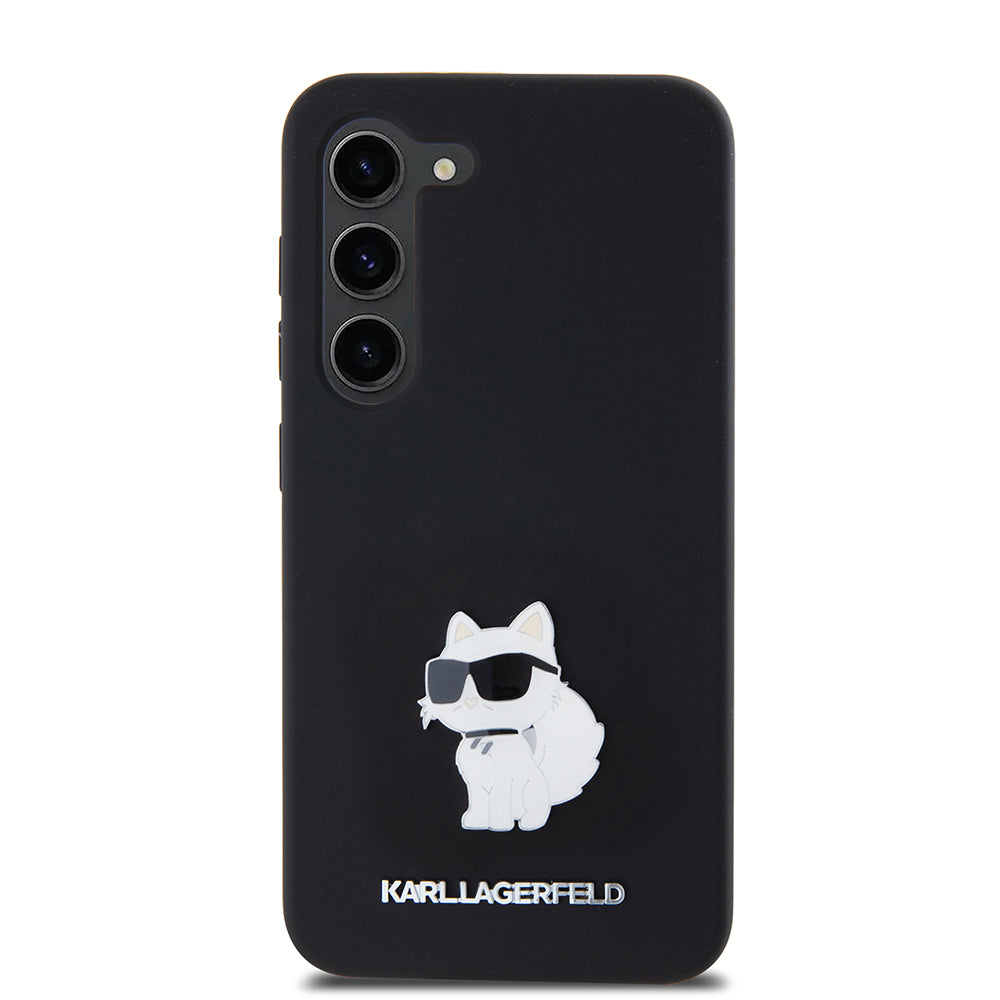 Etui til Samsung Galaxy S23 S911, Karl Lagerfeld, Silicone Choupette Metal, Sort