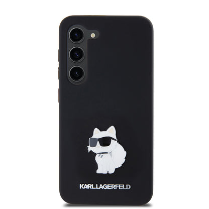 Etui til Samsung Galaxy S23 S911, Karl Lagerfeld, Silicone Choupette Metal, Sort