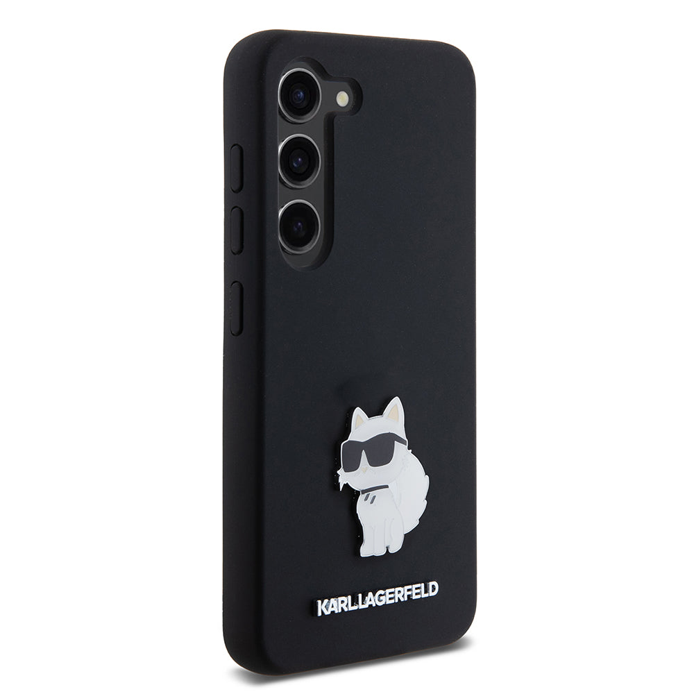 Etui til Samsung Galaxy S23 S911, Karl Lagerfeld, Silicone Choupette Metal, Sort