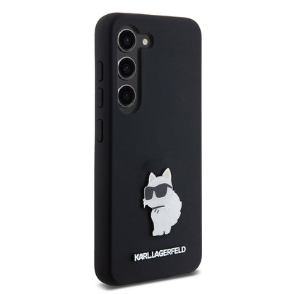 Etui til Samsung Galaxy S23 S911, Karl Lagerfeld, Silicone Choupette Metal, Sort