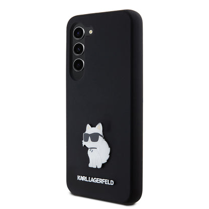 Etui til Samsung Galaxy S23 S911, Karl Lagerfeld, Silicone Choupette Metal, Sort