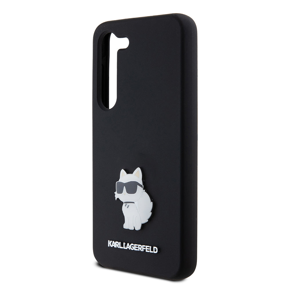 Etui til Samsung Galaxy S23 S911, Karl Lagerfeld, Silicone Choupette Metal, Sort