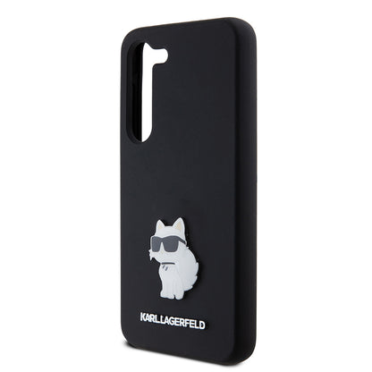 Etui til Samsung Galaxy S23 S911, Karl Lagerfeld, Silicone Choupette Metal, Sort