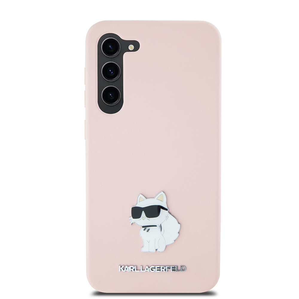 Etui til Samsung Galaxy S23 S911, Karl Lagerfeld, Silicone Choupette Metal, Pink