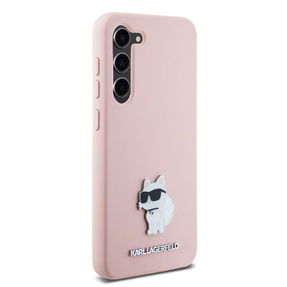 Etui til Samsung Galaxy S23 S911, Karl Lagerfeld, Silicone Choupette Metal, Pink