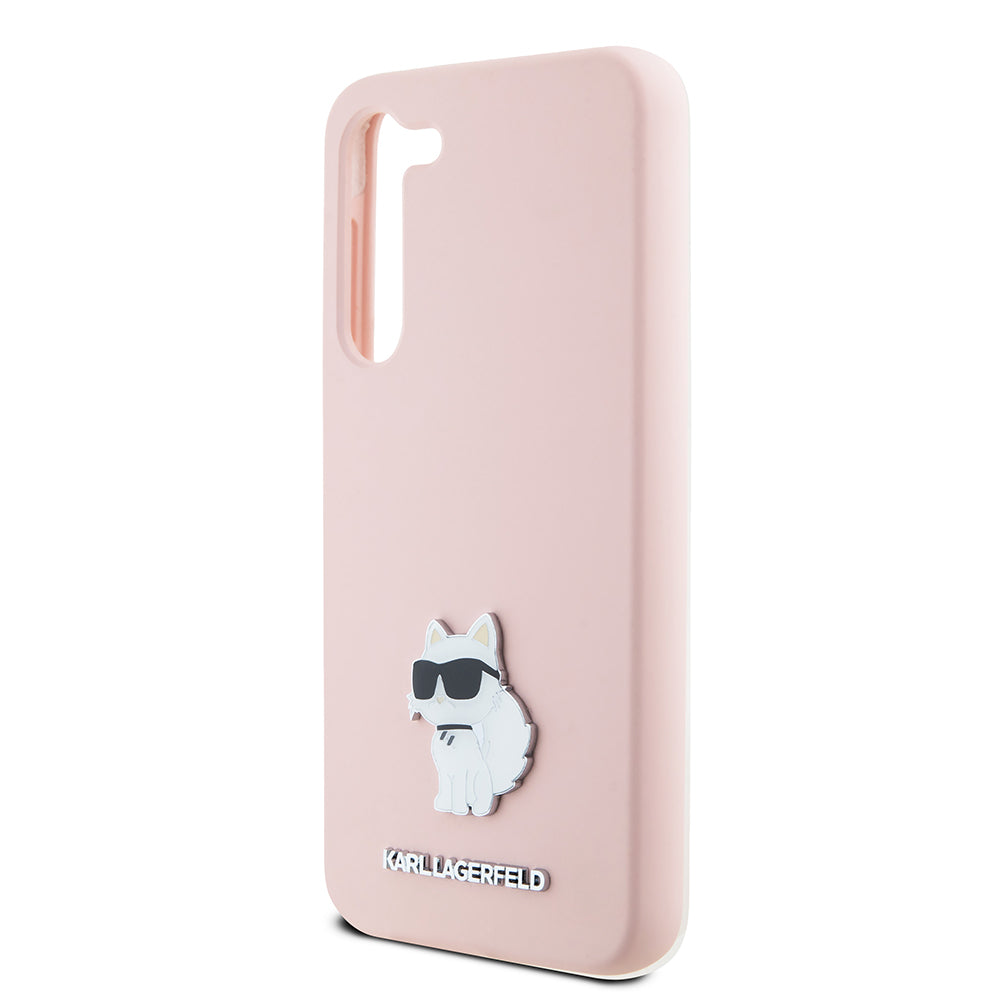 Etui til Samsung Galaxy S23 S911, Karl Lagerfeld, Silicone Choupette Metal, Pink