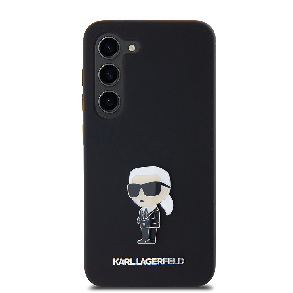 Etui til Samsung Galaxy S23 S911, Karl Lagerfeld, Silicone Ikonik Karl Metal, Sort