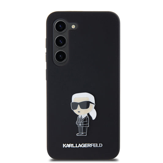 Etui til Samsung Galaxy S23 S911, Karl Lagerfeld, Silicone Ikonik Karl Metal, Sort