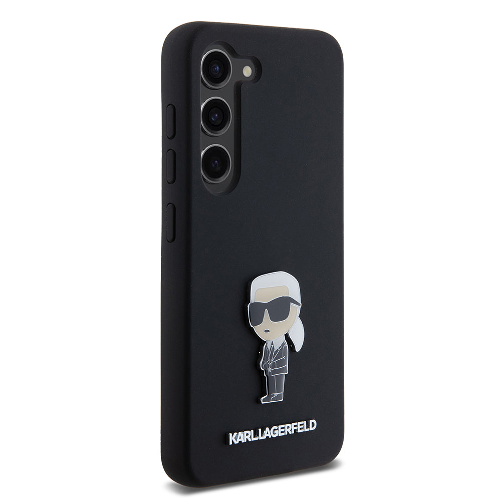 Etui til Samsung Galaxy S23 S911, Karl Lagerfeld, Silicone Ikonik Karl Metal, Sort