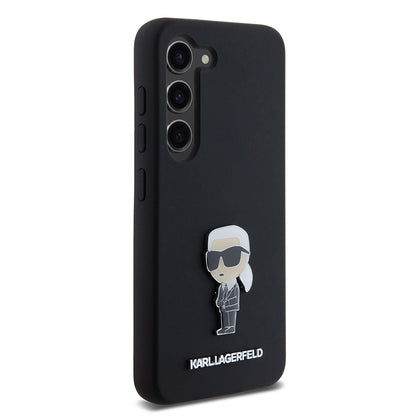 Etui til Samsung Galaxy S23 S911, Karl Lagerfeld, Silicone Ikonik Karl Metal, Sort