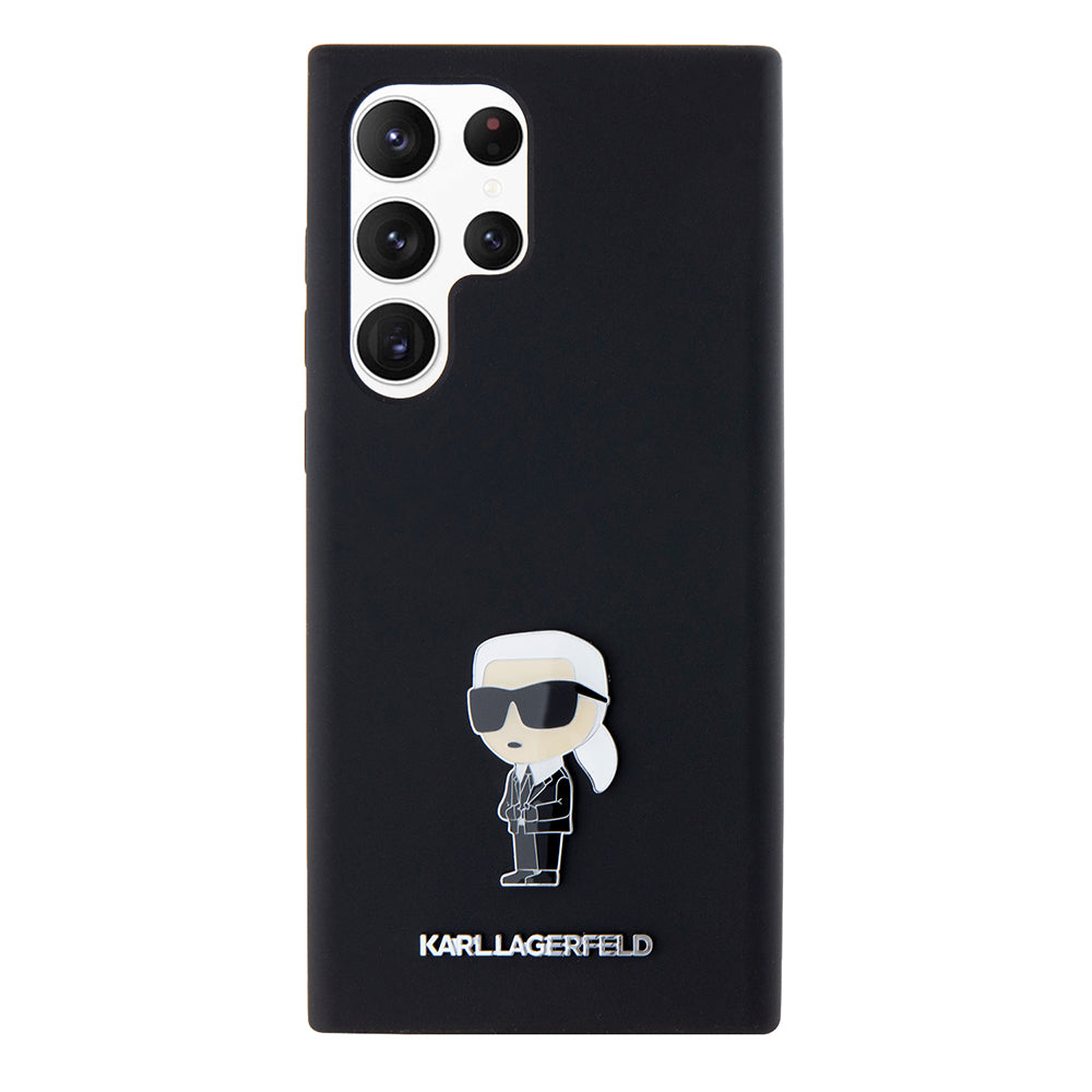 Etui til Samsung Galaxy S23 Ultra S918, Karl Lagerfeld, Silicone Ikonik Karl Metal, Sort