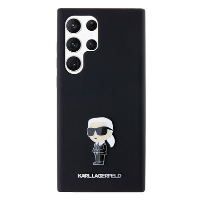 Etui til Samsung Galaxy S23 Ultra S918, Karl Lagerfeld, Silicone Ikonik Karl Metal, Sort