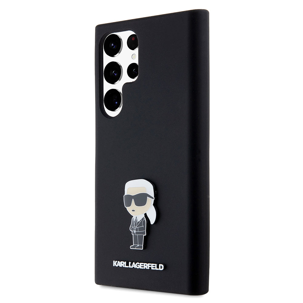 Etui til Samsung Galaxy S23 Ultra S918, Karl Lagerfeld, Silicone Ikonik Karl Metal, Sort