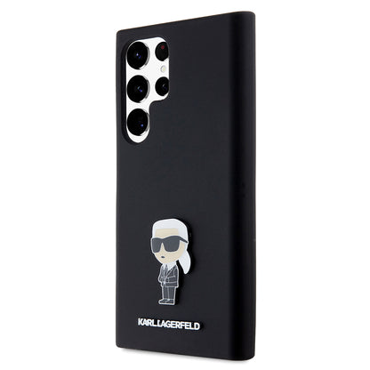 Etui til Samsung Galaxy S23 Ultra S918, Karl Lagerfeld, Silicone Ikonik Karl Metal, Sort