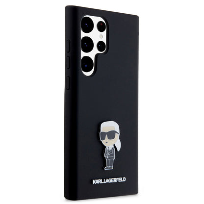 Etui til Samsung Galaxy S23 Ultra S918, Karl Lagerfeld, Silicone Ikonik Karl Metal, Sort