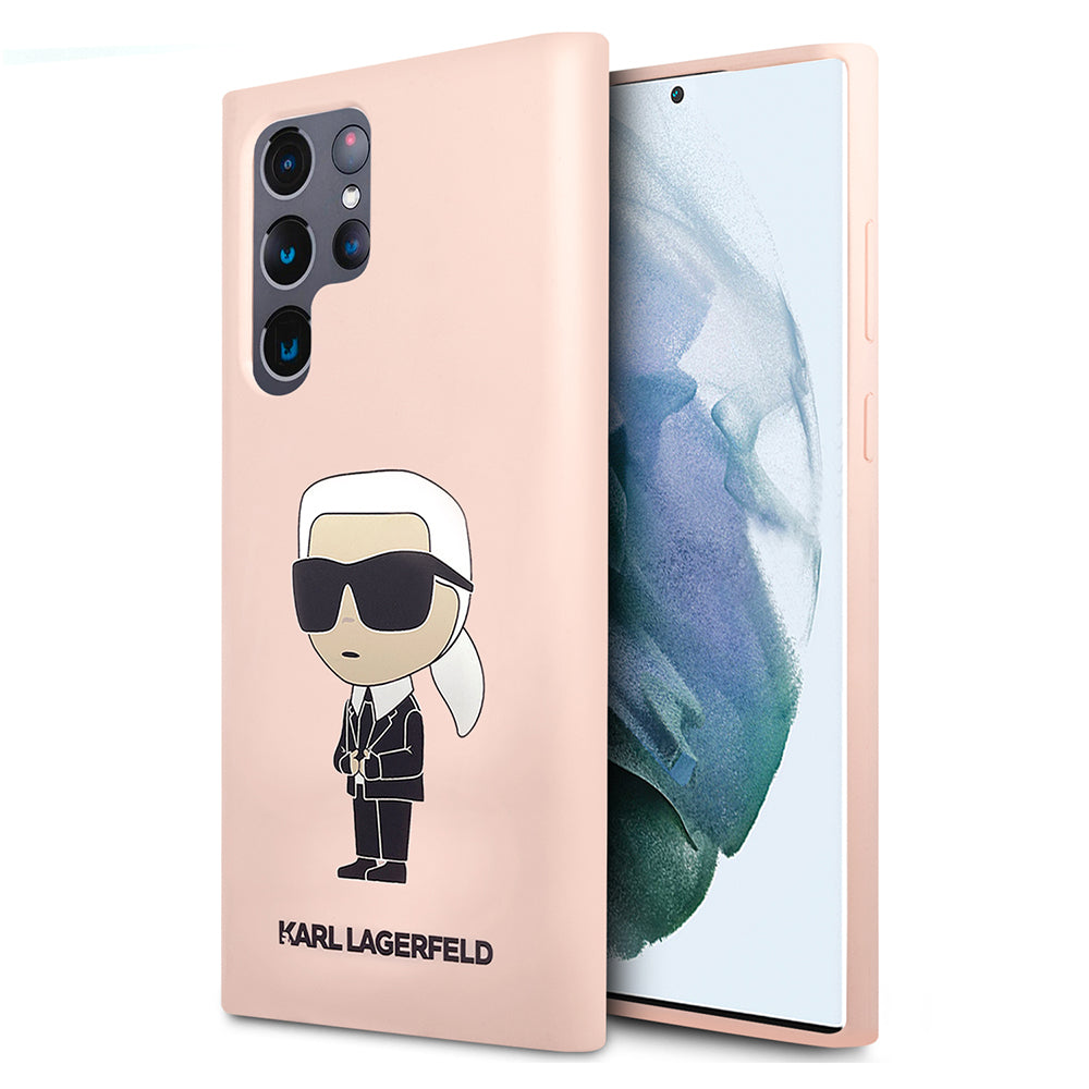 Etui til Samsung Galaxy S23 Ultra S918, Karl Lagerfeld, Silicone Ikonik Karl, Pink