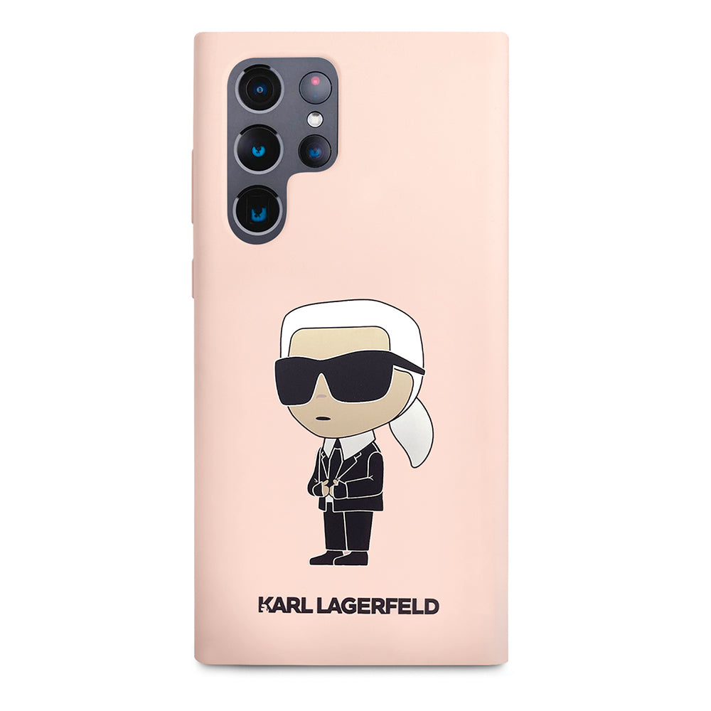 Etui til Samsung Galaxy S23 Ultra S918, Karl Lagerfeld, Silicone Ikonik Karl, Pink