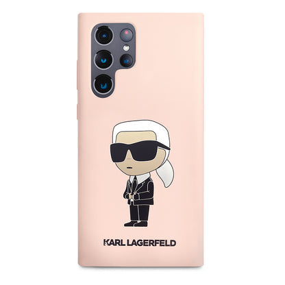 Etui til Samsung Galaxy S23 Ultra S918, Karl Lagerfeld, Silicone Ikonik Karl, Pink