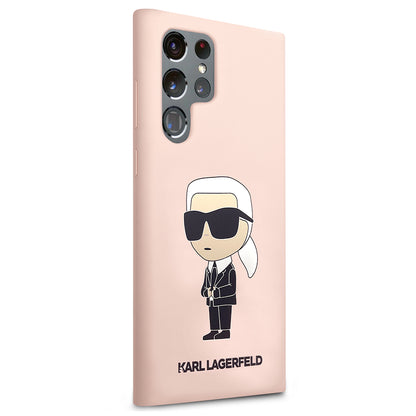 Etui til Samsung Galaxy S23 Ultra S918, Karl Lagerfeld, Silicone Ikonik Karl, Pink