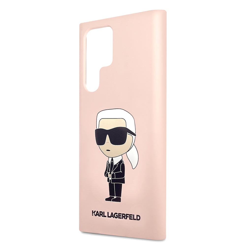 Etui til Samsung Galaxy S23 Ultra S918, Karl Lagerfeld, Silicone Ikonik Karl, Pink