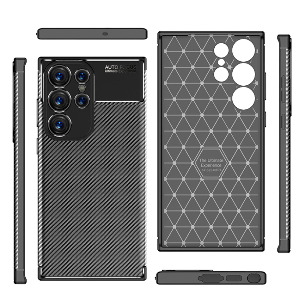 Cover til Samsung Galaxy S23 Ultra S918, Techsuit, CarbonFiber, Sort