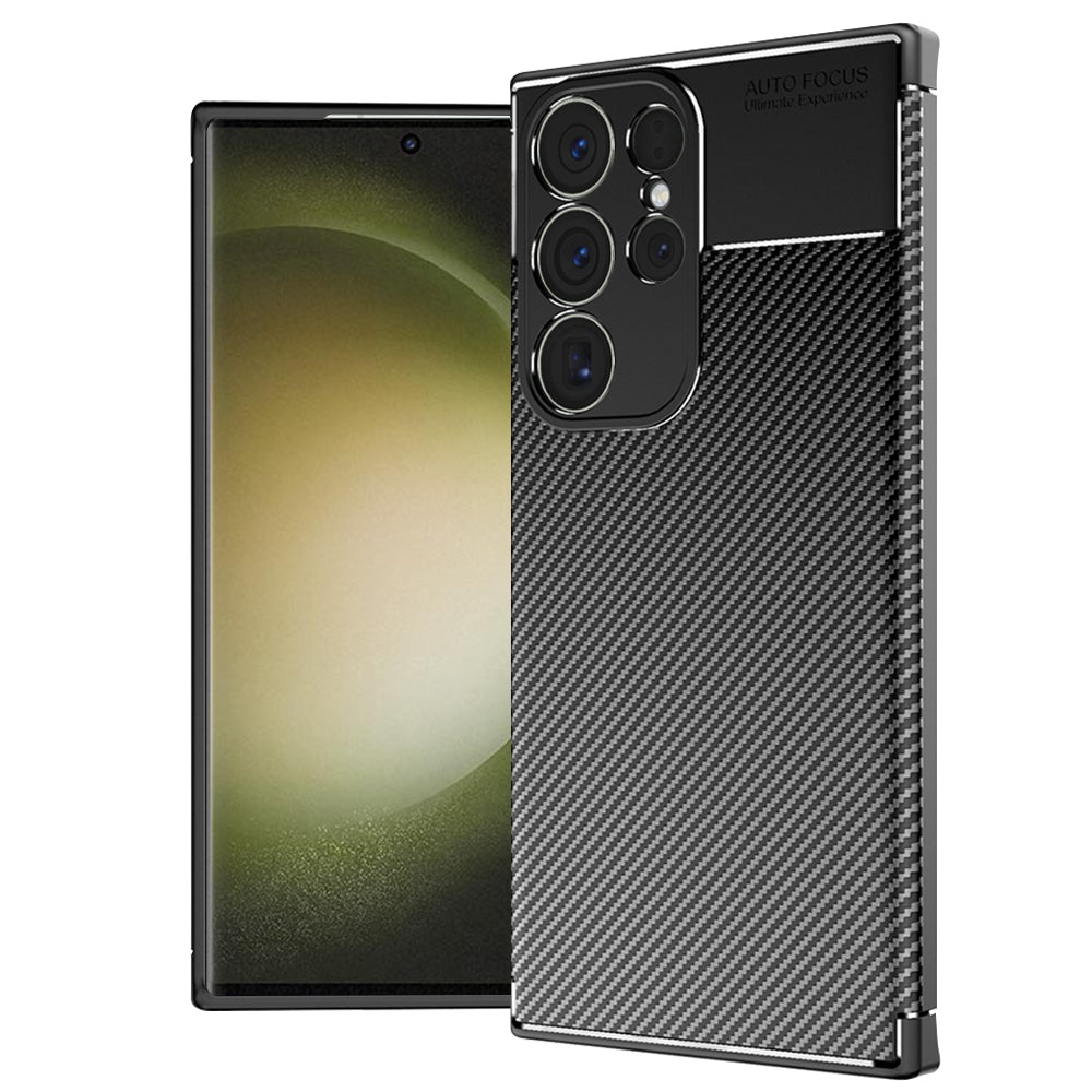 Cover til Samsung Galaxy S23 Ultra S918, Techsuit, CarbonFiber, Sort