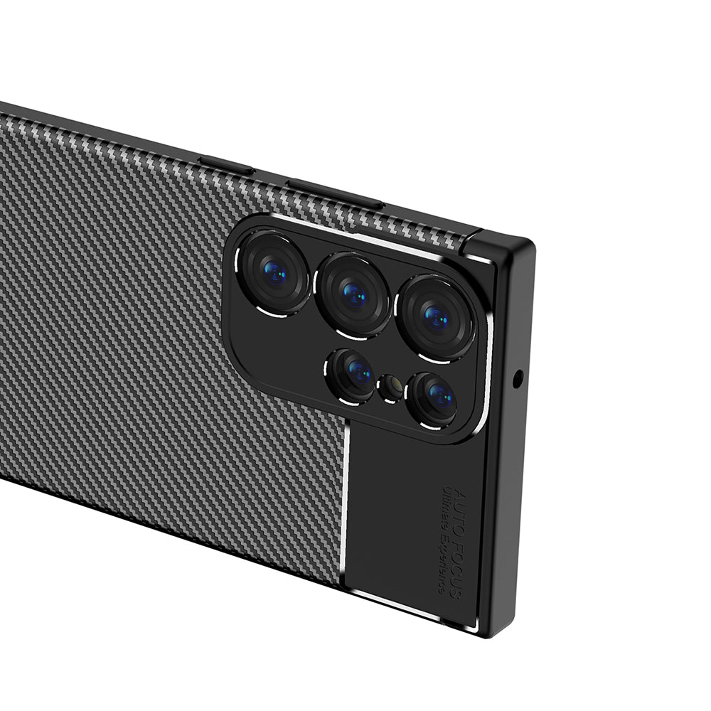 Cover til Samsung Galaxy S23 Ultra S918, Techsuit, CarbonFiber, Sort