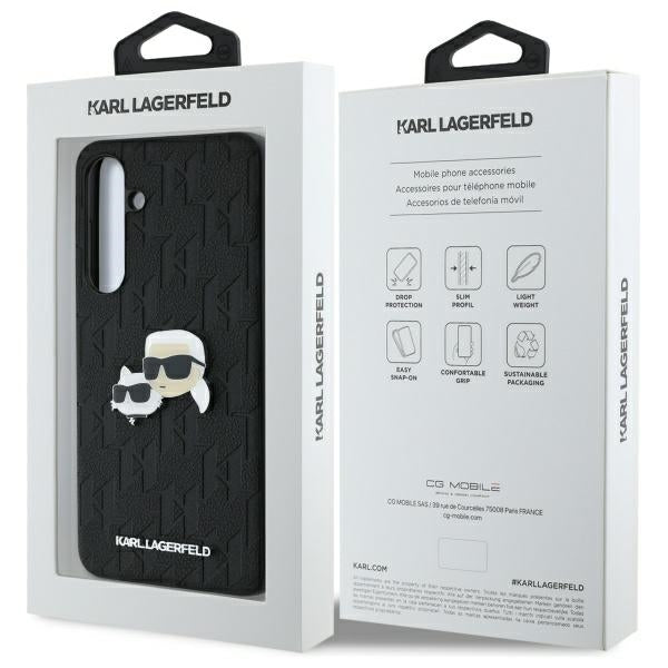 Etui til Samsung Galaxy S24 FE S721, Karl Lagerfeld, Monogram Karl & Choupette's Heads, Sort