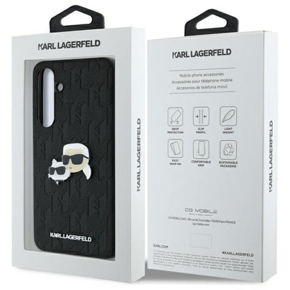 Etui til Samsung Galaxy S24 FE S721, Karl Lagerfeld, Monogram Karl & Choupette's Heads, Sort