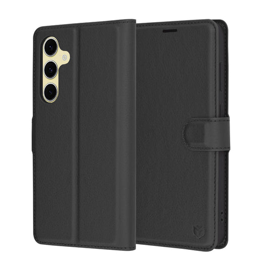 Cover til Samsung Galaxy S24 FE S721, Techsuit, Leather Folio, Sort