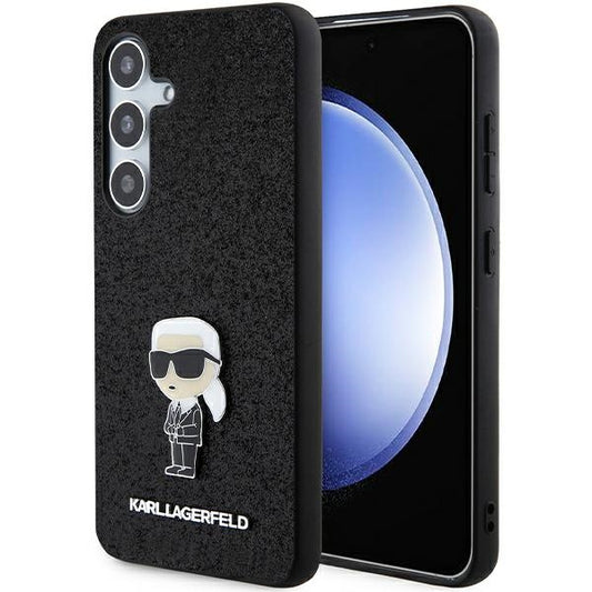 Etui til Samsung Galaxy S24+ S926, Karl Lagerfeld, Glitter Ikonik Karl Logo, Sort