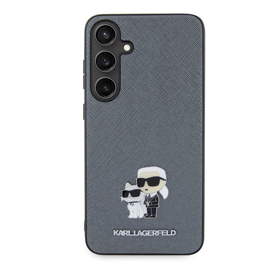 Etui til Samsung Galaxy S24+ S926, Karl Lagerfeld, Saffiano Karl & Choupette Metal, Grå
