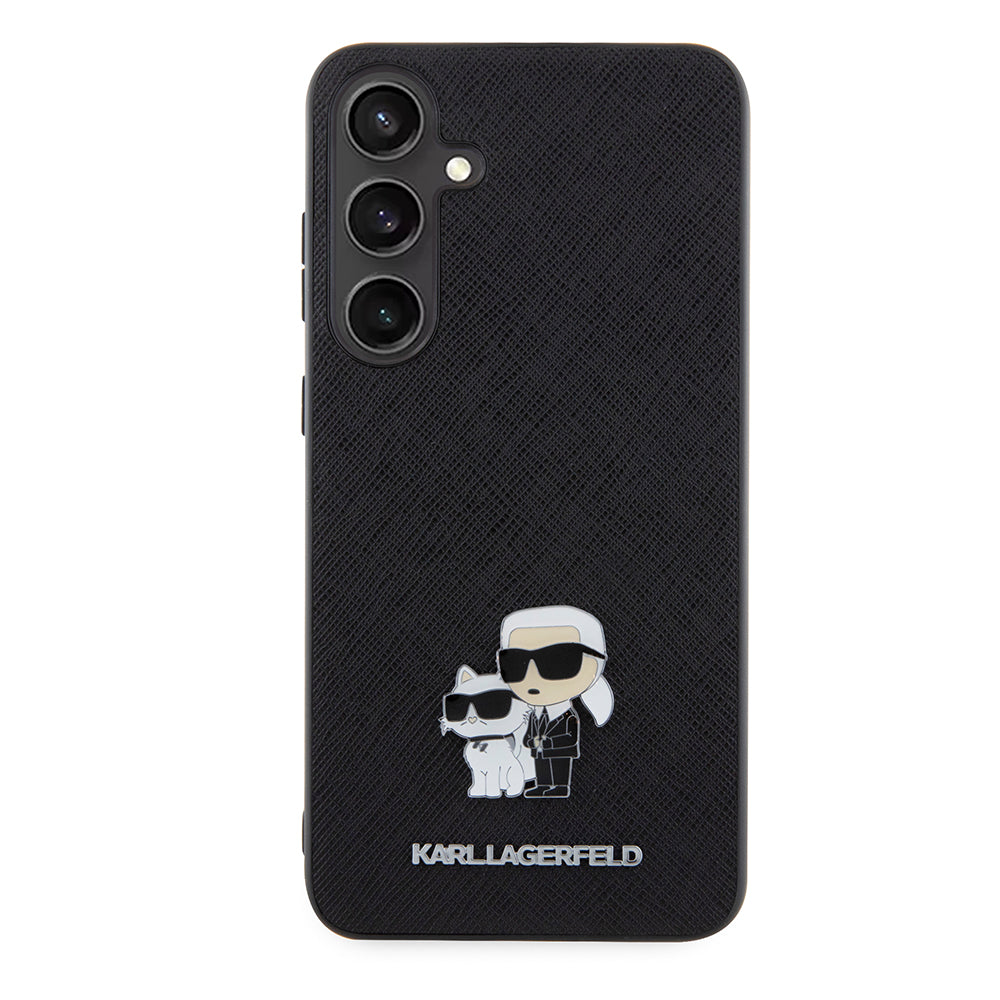 Etui til Samsung Galaxy S24+ S926, Karl Lagerfeld, Saffiano Karl & Choupette Metal, Sort
