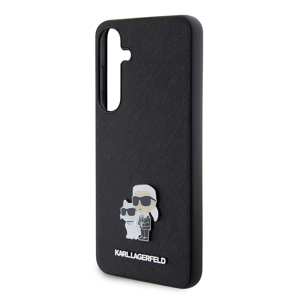 Etui til Samsung Galaxy S24+ S926, Karl Lagerfeld, Saffiano Karl & Choupette Metal, Sort