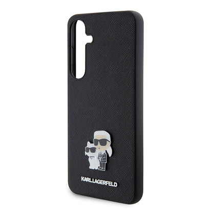 Etui til Samsung Galaxy S24+ S926, Karl Lagerfeld, Saffiano Karl & Choupette Metal, Sort