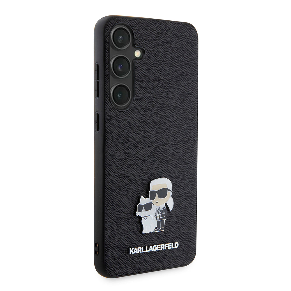 Etui til Samsung Galaxy S24+ S926, Karl Lagerfeld, Saffiano Karl & Choupette Metal, Sort