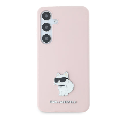 Etui til Samsung Galaxy S24+ S926, Karl Lagerfeld, Silicone Choupette Metal, Pink
