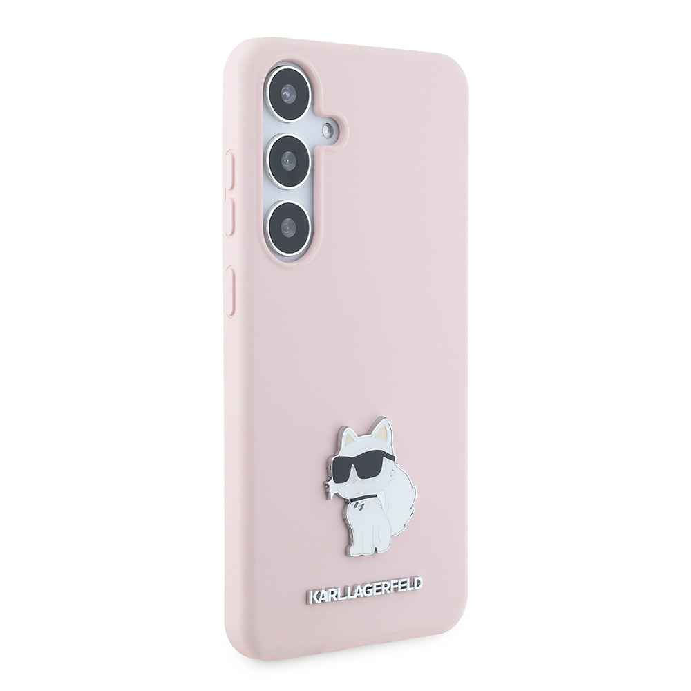Etui til Samsung Galaxy S24+ S926, Karl Lagerfeld, Silicone Choupette Metal, Pink